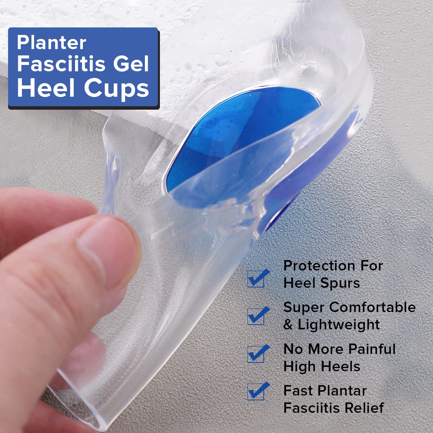 Dr Foot Silicone Gel Heel Cups With Shock Absorbing Support | For Plantar Fasciitis, Achilles Pain, Orthotic Inserts, Heel Cups For Heel Pain & Spurs| For Men & Women (Size - S) (Pack of 5)